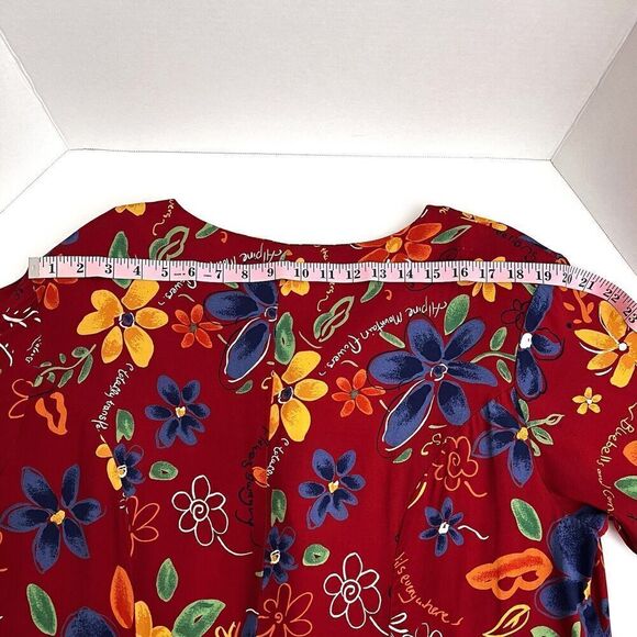 VTG Jacque & Koko Romper Womens 14/16 Pockets Floral Red Multicolor *See Note - Picture 9 of 16